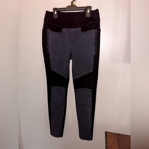 Blanc Noir Pants - Black and Gray Pull On Style Moto Stitching